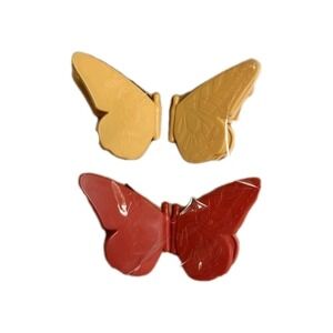 Dolly Parton Set of 4 Red & Yellow Gold Butterfly Bag Clips